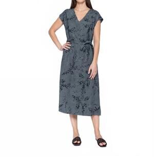 NEW BLUEBERRY tie waist midi dress in slate flora